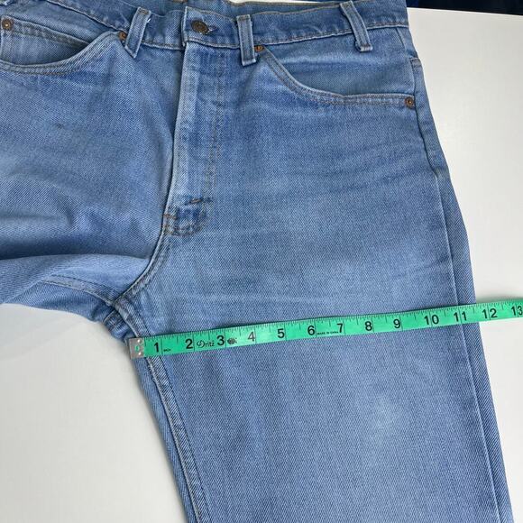 Vintage Levi’s Jeans 34x31 USA 516 Orange Tab Boot Cut Blue Distressed 80s - Picture 7 of 16